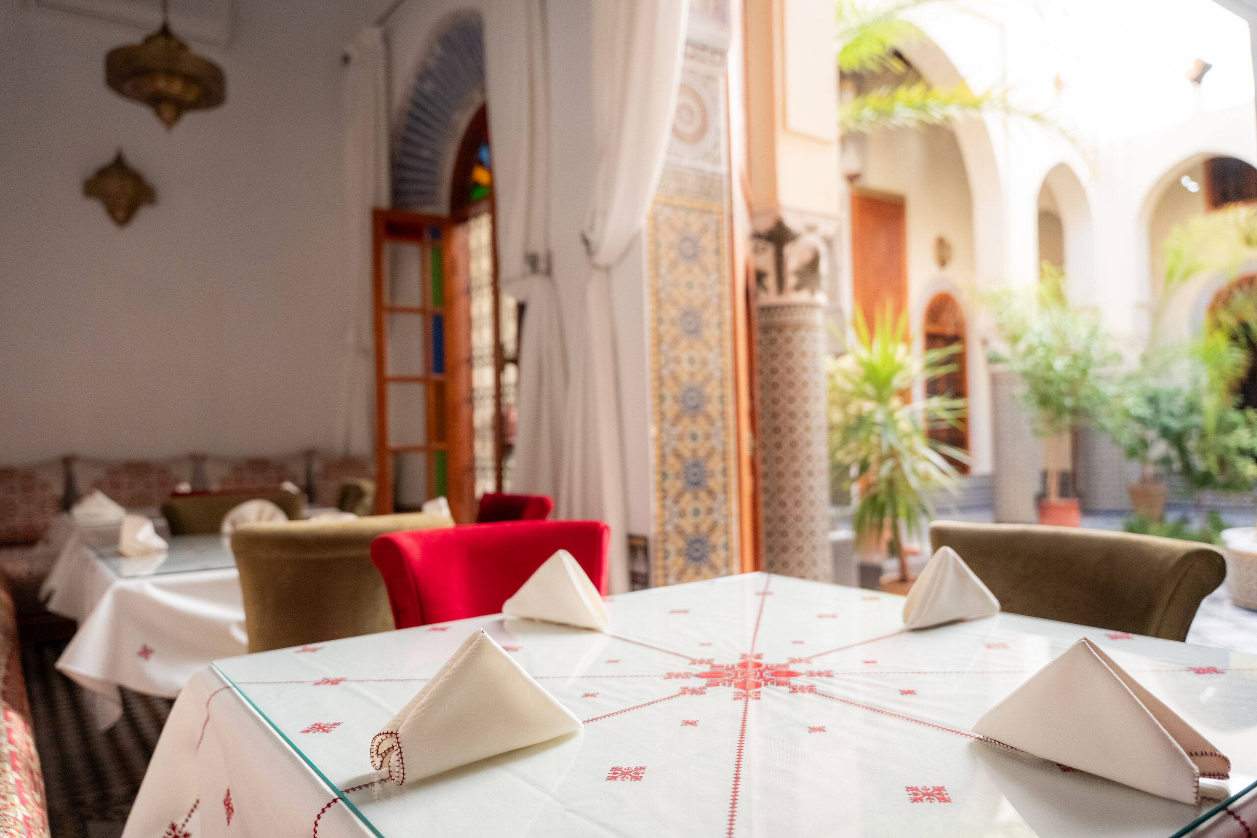 closeup of table in winter living room and restaurant